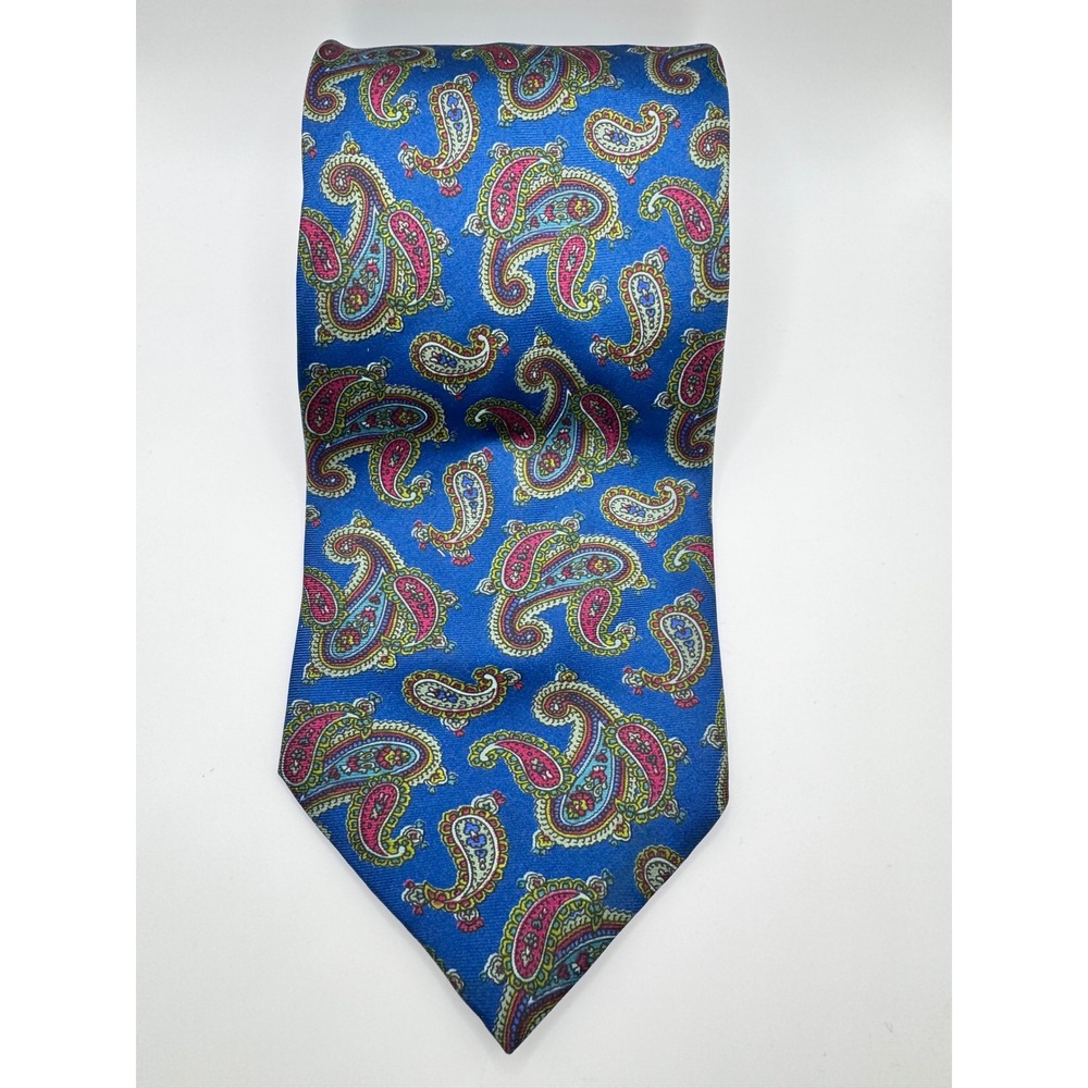 Stefano Rossini Silk Necktie Blue Paisley Handmade‎ Italian Design